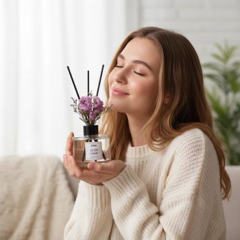 Flower Reed Diffuser Set, Essential Oils Scented Diffuser with Sticks, Home Fragrance Reed Diffuser for Bathroom Shelf Decor 5.07 oz