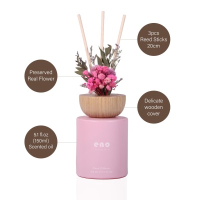 Reed Diffuser Set with Really Dried Flowers, Essential Oils Scented Diffuser with Sticks Watermelon 5.1oz 150ml